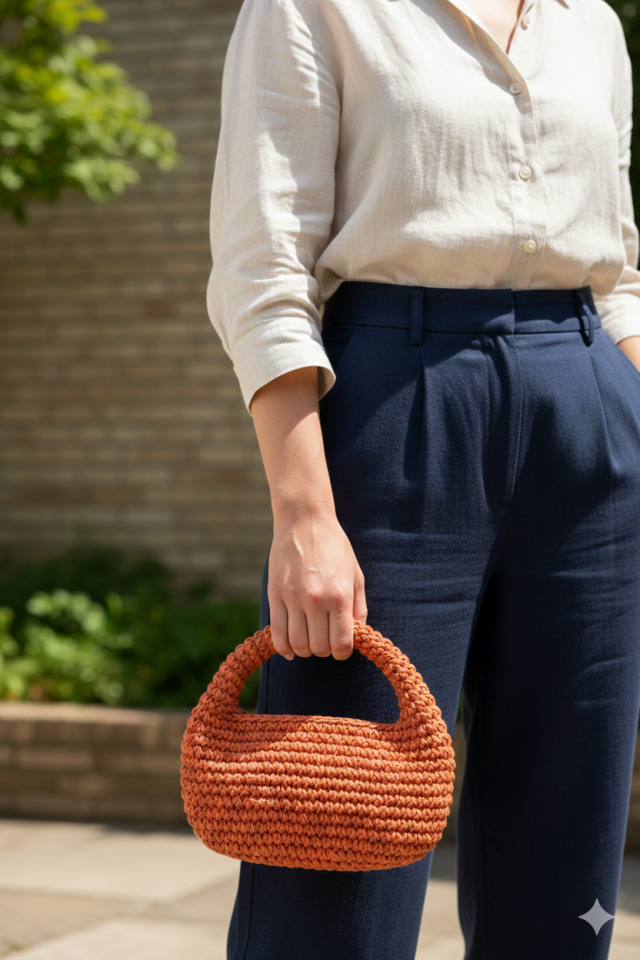 Yarım Ay El Çantası - Koyu Turuncu