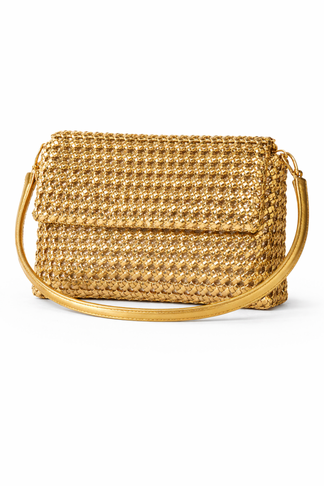 Metalik Örgü Omuz Çantası - Ay Işığı