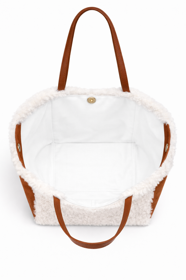 Kürklü Süet Çanta - Kahverengi