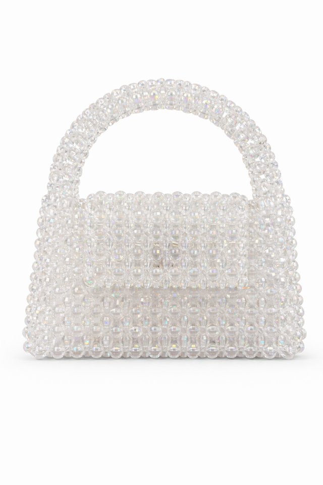 Kristal Boncuk El Çantası -  Şeffaf