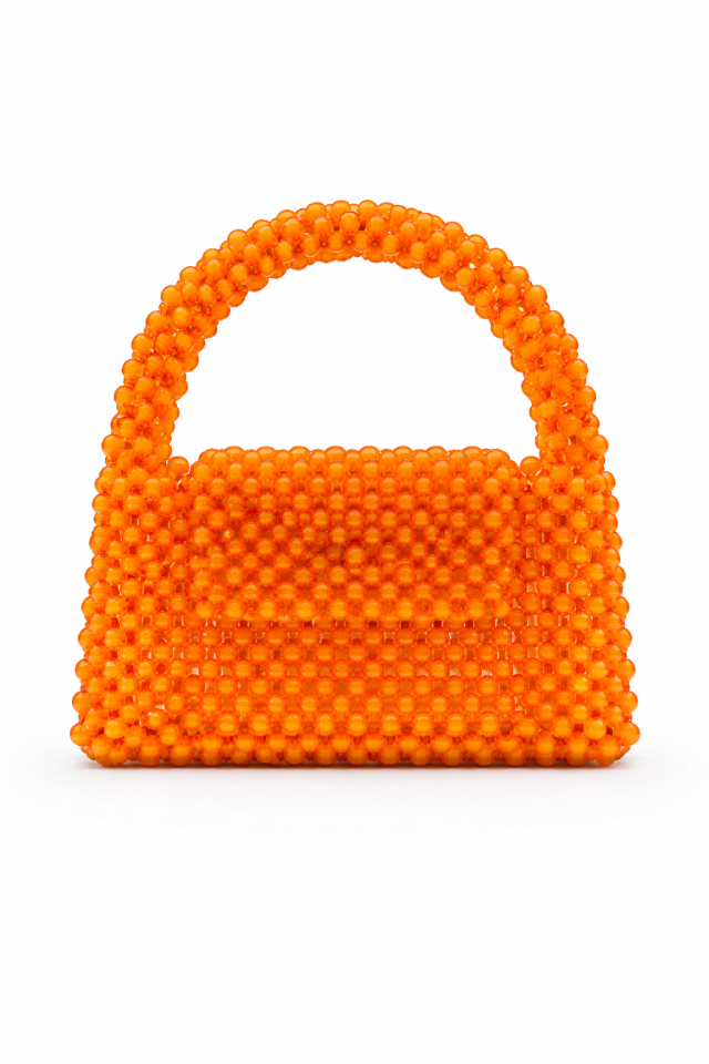 Kristal Boncuk El Çantası - Turuncu