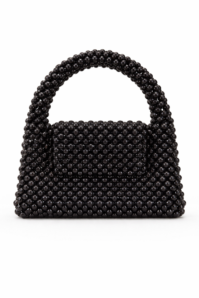 Kristal Boncuk El Çantası – Siyah