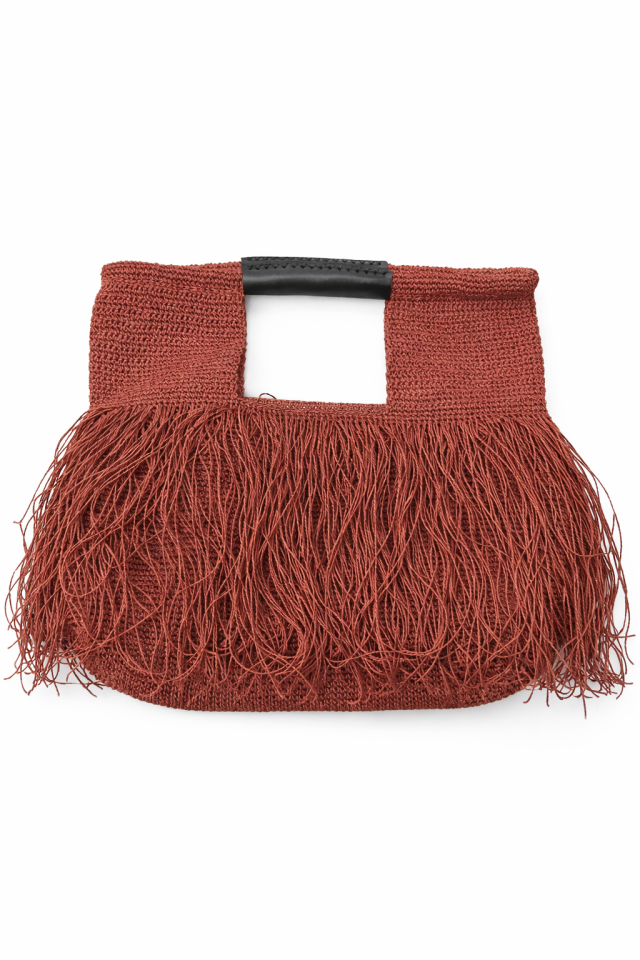 Büyük Püsküllü El Çantası - Kiremit