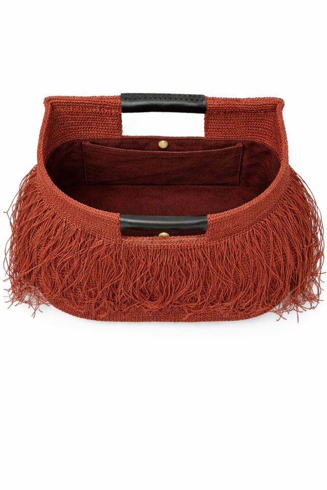 Büyük Püsküllü El Çantası - Kiremit