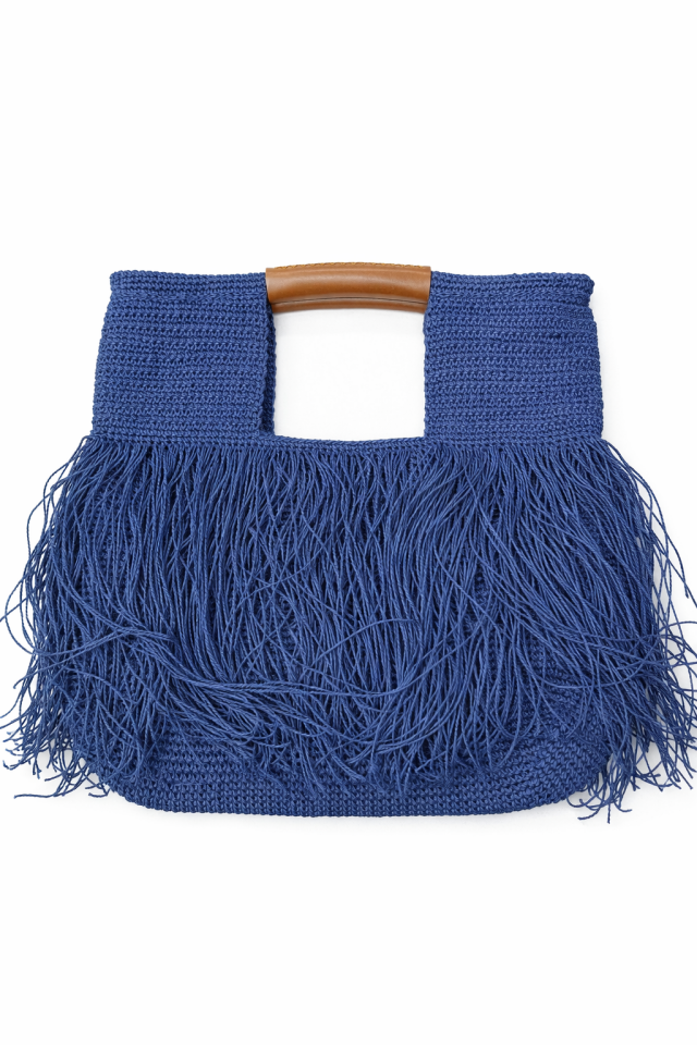 Büyük Püsküllü El Çantası - Lacivert