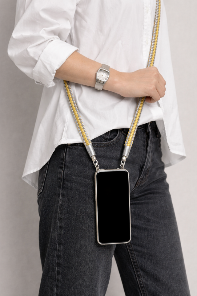 Örgü Telefon Askısı – Altın&Gümüş