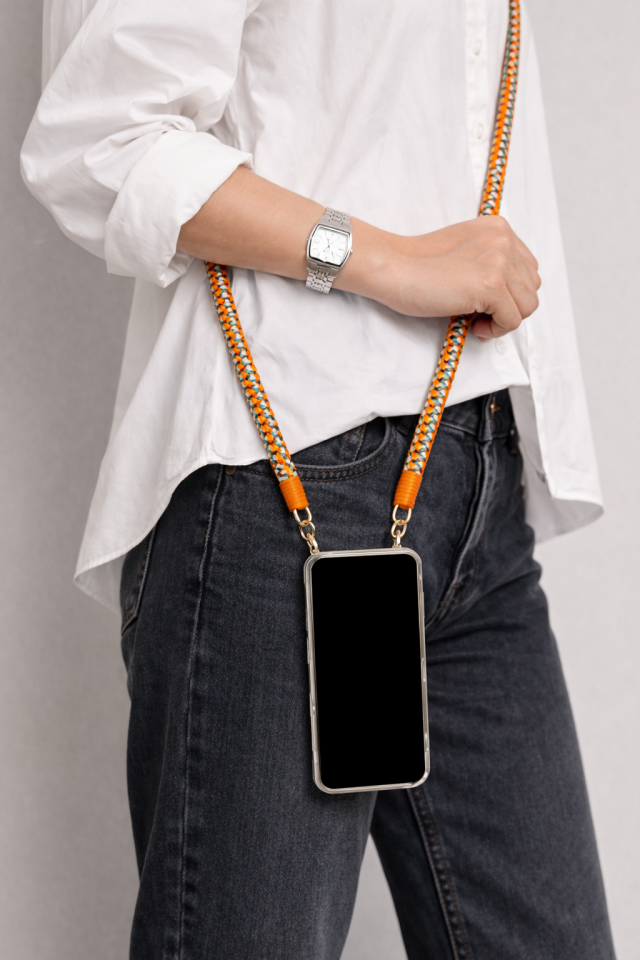 Örgü Telefon Askısı – Turuncu&Yeşil