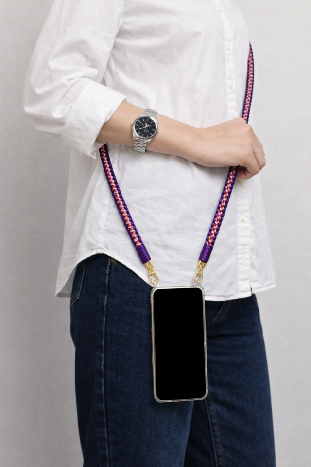 Örgü Telefon Askısı – Pembe&Mor