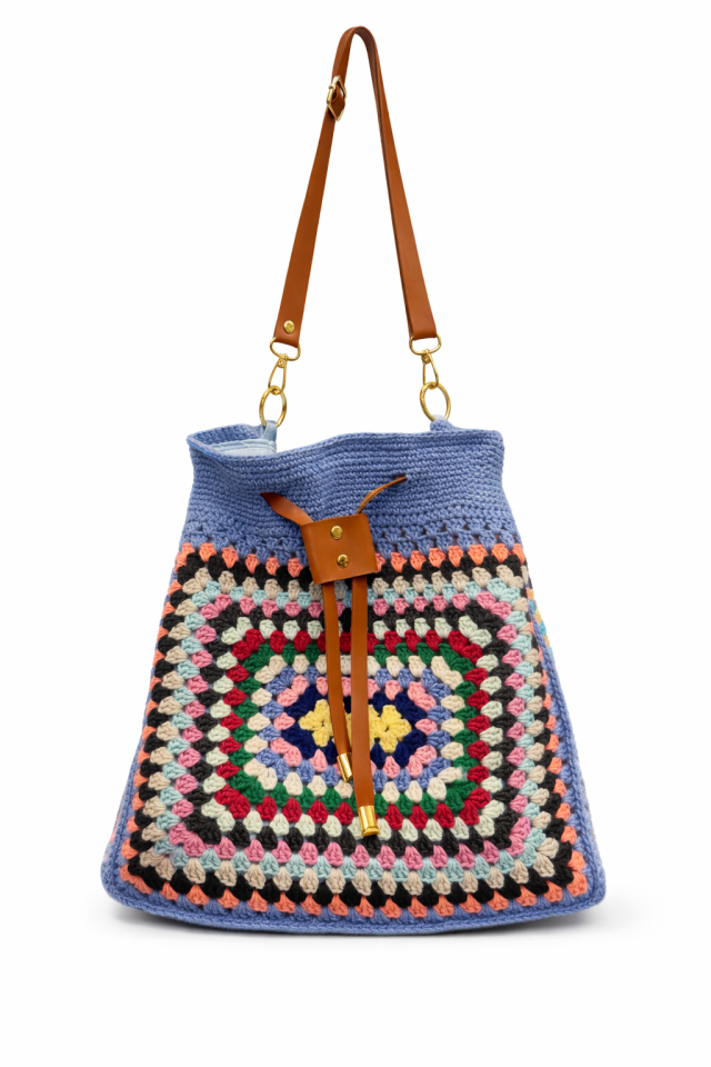 Büyük Deri Askılı Heybe Çanta – Mavi