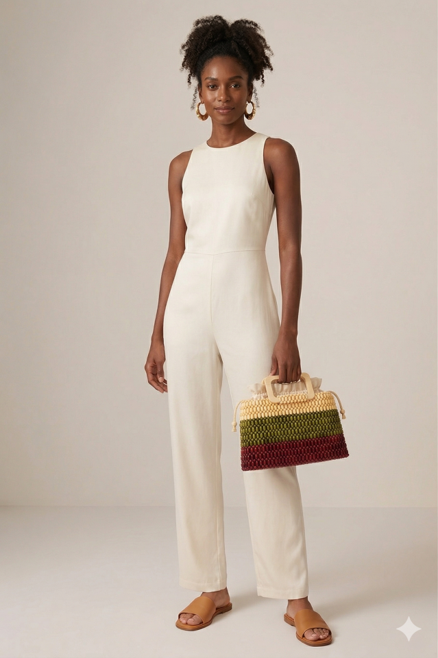 Ahşap Saplı Boncuk Örgü El Çantası – Bordo