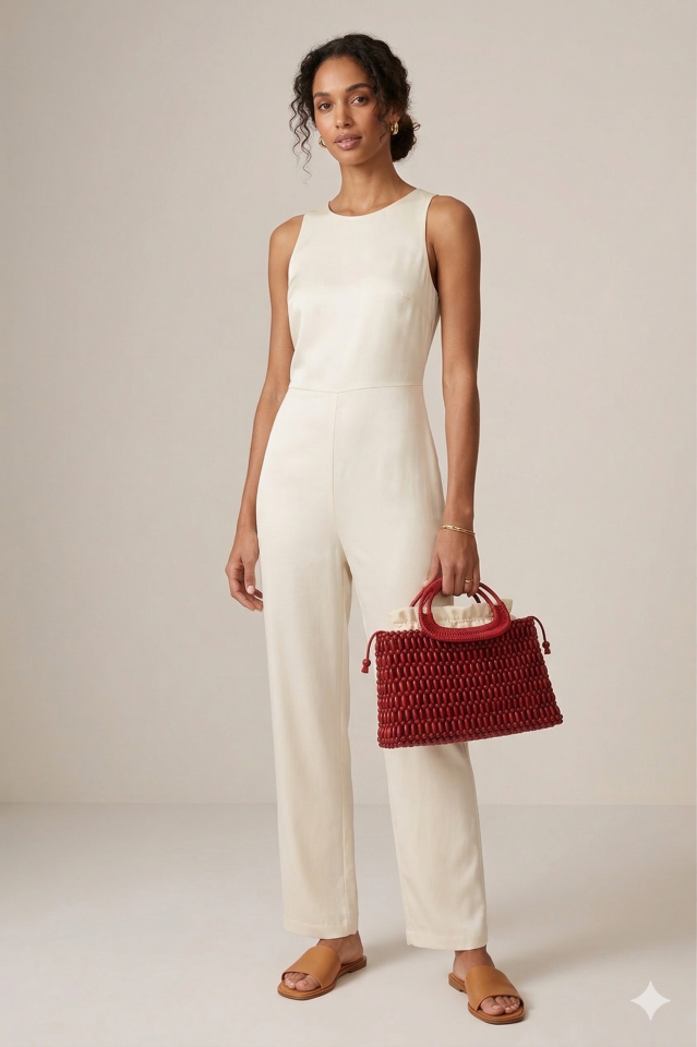 Bambu Saplı Boncuk Örgü El Çantası